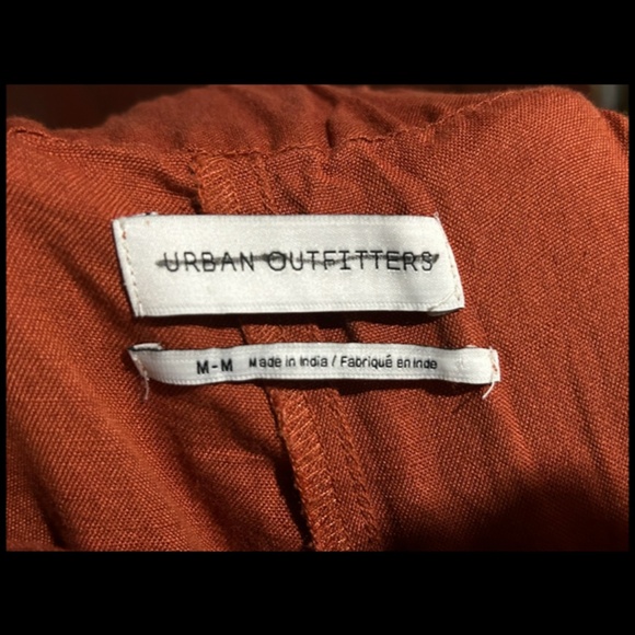 NWOT Urban Outfitters Linen Tie Front Wide Leg Cropped Pants Rust Orange Size M - Picture 13 of 15